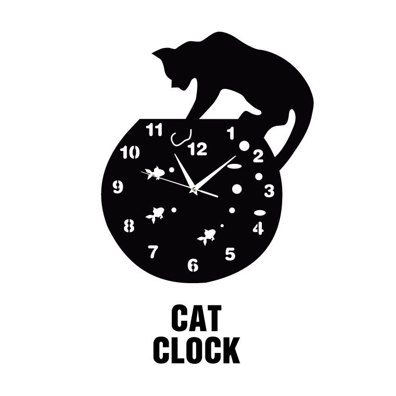 Acrylic cat wall clock Creative personality wall clock Simple and stylish living room creative wall clock Silent wall clock