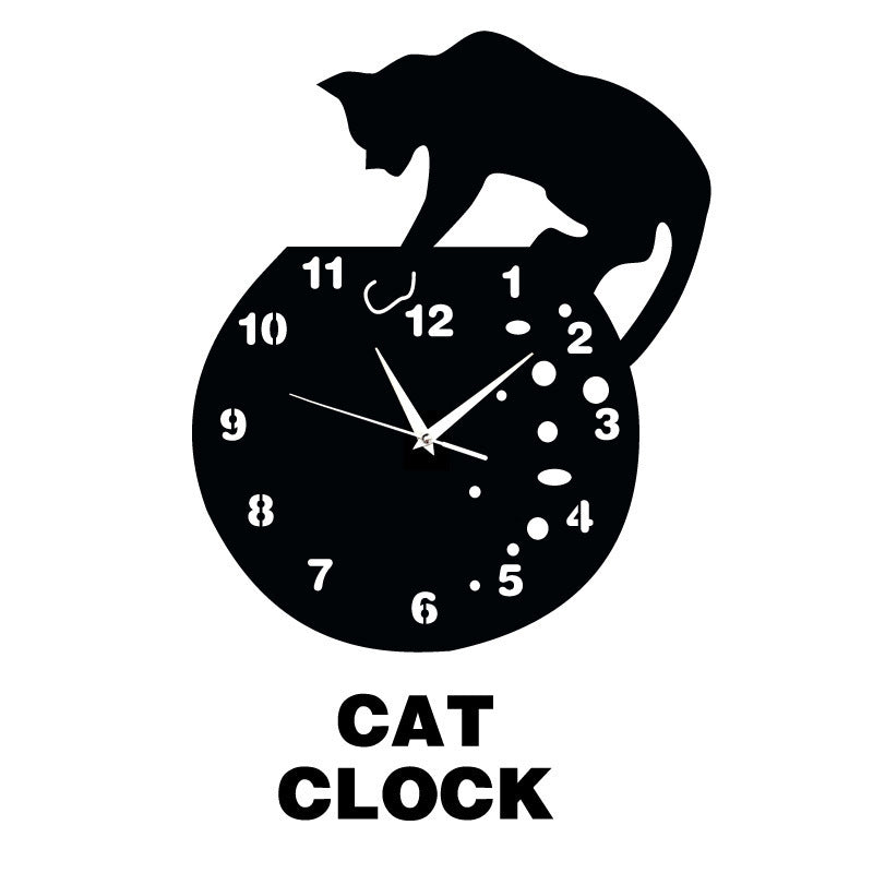 Acrylic cat wall clock Creative personality wall clock Simple and stylish living room creative wall clock Silent wall clock