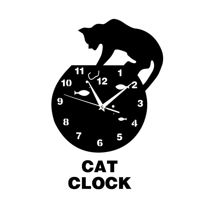 Acrylic cat wall clock Creative personality wall clock Simple and stylish living room creative wall clock Silent wall clock