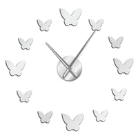 3D Mirror Wall Clock Butterfly Living Room Bedroom Home Decor Big Clock Time