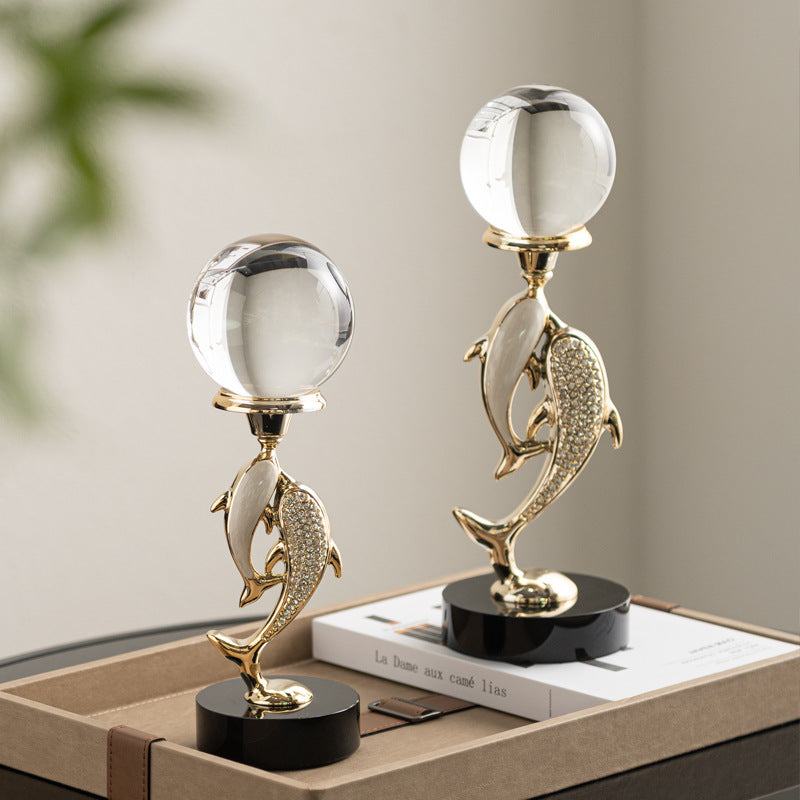Light Luxury High-grade Crystal Dolphin Soft Home Decoration Desktop Ornaments