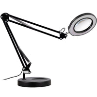 VEVOR Magnifying Glass With Light And Stand, 5X Magnifying Lamp, Glass Lens, Base And Clamp 2-in-1 Desk Magnifier With Light, 64 LED Lights 5 Color Modes, For Close Work Reading Repair Crafts